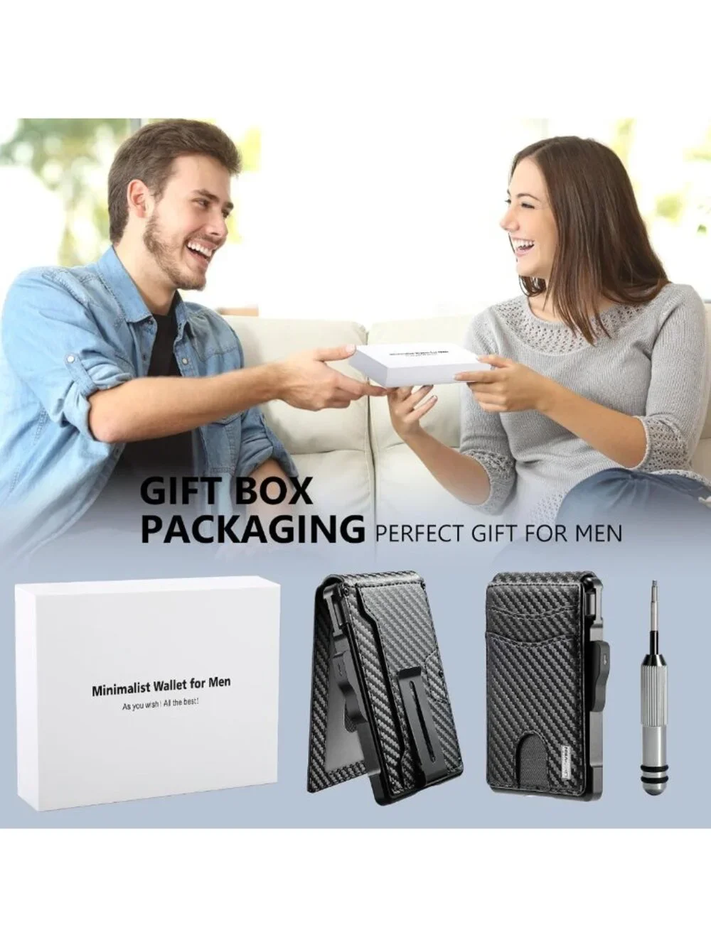 Slim Leather Wallet for Men - RFID Blocking Bifold with Money Clip & Card Slots